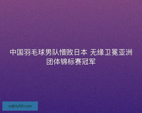 中国羽毛球男队惜败日本 无缘卫冕亚洲团体锦标赛冠军